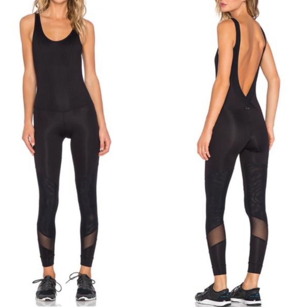 KORAL Vector Jumpsuit Black Mesh Panels Unitard